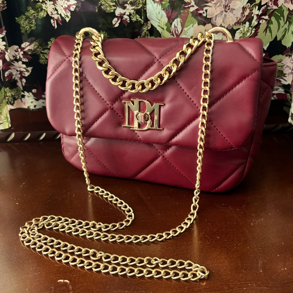 Badgley Mischka Maroon quilted crossbody bag. NWOT